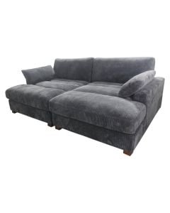 Sofa, textile upholestry, wood frame, wooden feet, dark grey, 228x147xH88 cm