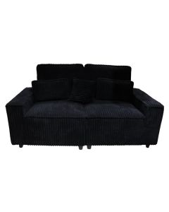 Sofa, 2-seater, textile upholestry, wood frame, plastic feet, dark grey, 185x100xH81 cm