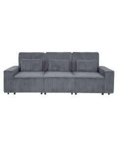 Sofa, 3-seater, textile upholestry, wood frame, plastic feet, dark grey, 252x96xH92 cm