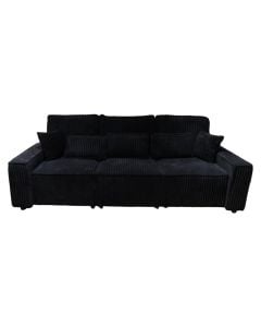 Sofa, 3-seater, textile upholestry, wood frame, plastic feet, dark grey, 252x96xH92 cm