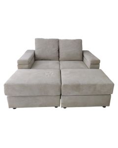 Sofa, textile upholestry, wood frame, plastic feet, light grey, 210x143xH81 cm
