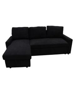 Sofa bed, textile upholestry, wood frame, plastic feet, dark blue, 211x138xH88 cm