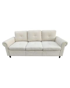 Sofa, 3-seater, textile upholestry, wood frame, plastic feet, white, 206x86xH87 cm