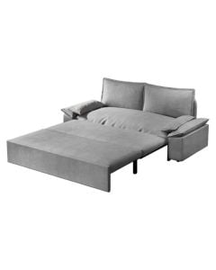 Sofa bed, textile upholestry, wooden frame, plastic feet, light grey, 183x87xH90 cm