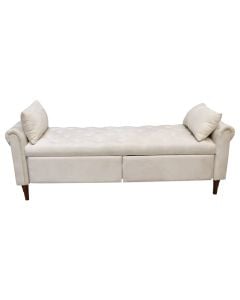 Bench, 2-seater, textile upholestry, wooden frame, plastic  feet, light grey, 187x97xH86 cm