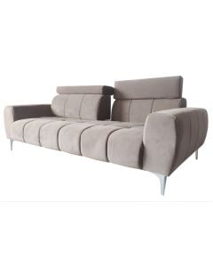 Sofa, 3-seater, textile upholestry, wooden frame, metal feet, grey, 220x115xH97 cm