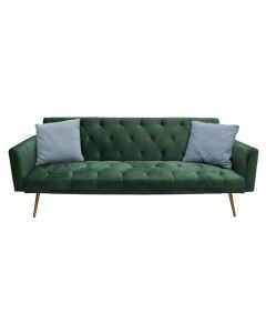 Sofa bed, textile upholestry, wooden frame, metal feet, dark blue, 241x71xH85 cm