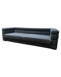 Sofa, 3-seater, textile upholestry, wooden frame, plastic feet, dark grey, 218.5x82xH75 cm