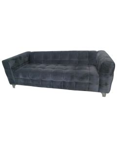 Sofa, 3-seater, textile upholestry, wooden frame, metal feet, dark grey, 200x87xH63 cm