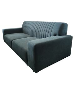 Sofa, 2-seater, textile upholestry, wooden frame, plastic feet, dark grey, 180x85xH67cm