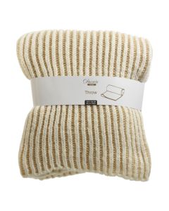 Knitted blanket, white, gold, 130x150 cm