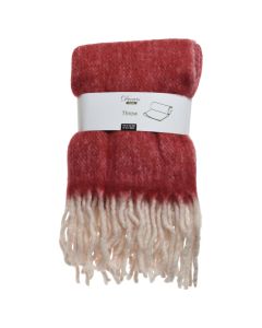 Blanket with fringe, red, 170x130 cm