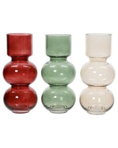 Decorative vase, glass, red/ green/ white, Dia.12xH27 cm