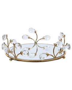 Tabaka dekorative, qelq, flori, Dia.28.5xH10.5 cm