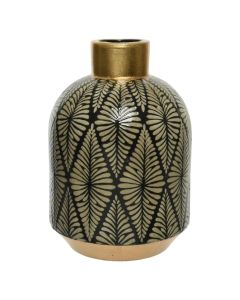 Vazo dekorative, porcelani, e zezë/floriri, Ø22xH32 cm