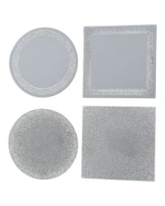 Pasqyrë dekoruese, argjendi, 10xH0.4 cm,