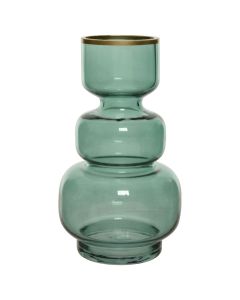 Decorative vase, glass, green, dia.15xH25cm