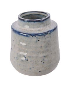 Decorative vase, glass, white/blue, dia.10.5xH11 cm