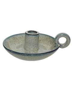 Candle holder, ceramic, white/blue, 13x16xH5.3 cm