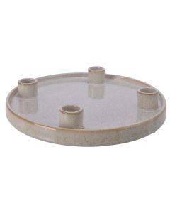 Candle holder, ceramic, wool white, dia.25xH4 cm