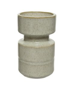 Candle holder, ceramic, wool white, dia.8xH13 cm