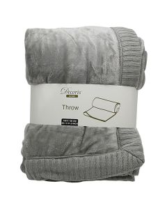 Knitted blanket, gray/beige, 130x150 cm