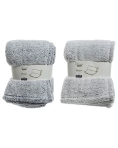 Fur blanket, grey/white, 130x170 cm