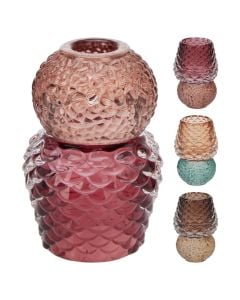 Mbajtëse qiriri, qelq, të ndryshme, H10.8 cm