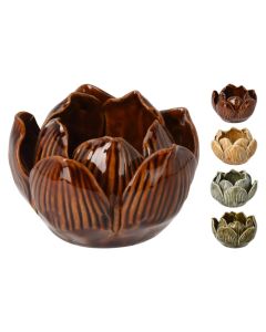 Tealight holder, ceramic, assorted, 8x8xH5 cm