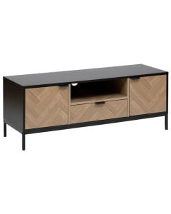 Mobilje televizori, strukturë metalike, syprinë MDF, natyrale/ e zezë, 120x40xH45 cm