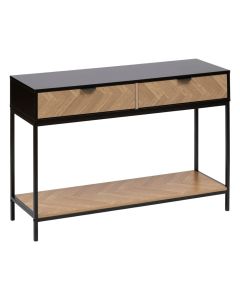 Console table, metal structure, MDF top, natural/ black, 110x35xH75 cm