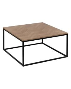 Coffee table, metal structure, MDF top, natural/black, 80x80xH40.5 cm