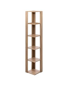 Corner shelf with 6 compartments, melamine, natural, 33x33xH179 cm