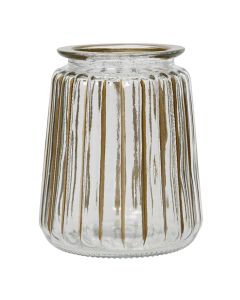 Vazo dekoruese, xhami, transparente/floriri, Dia.12xH14.5 cm