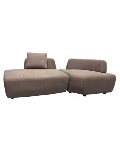 Sofa, wood frame, textile upholstery, plastic feet, brown
