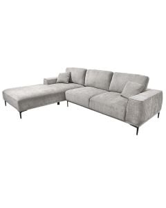 Divan këndor, majtas, tapiceri tekstili, gri, 290x211xH103 cm