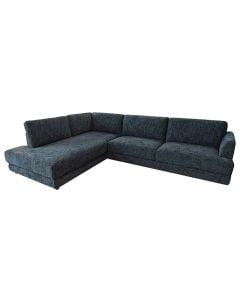 Divan këndor, majtas, tapiceri tekstili, blu e errët, 300x204xH80 cm