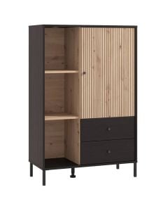 Multifunctional shelf, Correze, oak, natural/black, 86.5x40xH131 cm