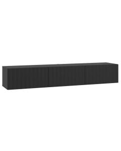 TV unit, Antibes, MDF, black, 192x42x32 cm