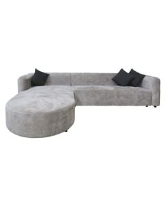Divan këndor, majtas, tapiceri tekstili, gri, 300x210xH68 cm