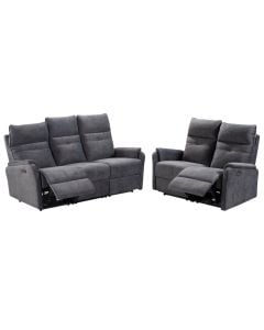 Sofa 3+2, electric recliner, textile upholstery, dark grey, 3P:(178x91x104)x2P:(130x91x104)