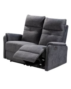 Sofa 2-seater, electric recliner, textile upholstery, dark grey, 130x91xH104 cm