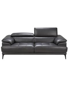Sofa 3-seater, leather upholstery, plastic feet, black, 209x103xH73/95 cm