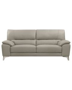 Sofa 2-seater, leather upholstery, metal feet, panna, 170x100xH96 cm