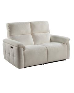 Sofa 2-seater, textile upholstery, plastic feet, white, 153x96xH97 cm