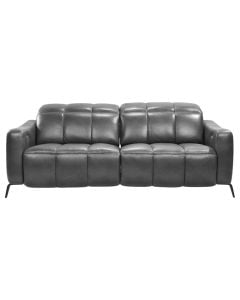 Sofa 2-seater, electric recliner, textile upholstery, metal feet, dark grey, 175x112xH78 cm