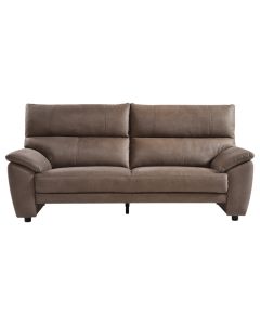 Divan 3-vendësh, tapiceri tekstili, këmbë plastike, kafe errët, 202x92xH95 cm