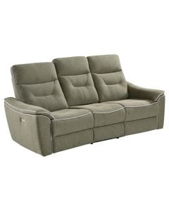 Sofa 3-seater, electric recliner with table, textile upholstery, grey, 190x94xH94 cm