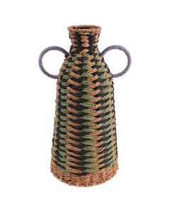Vazo dekoruese, me fibra natyrale, natyrale/blu, Dia.19xH41 cm