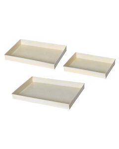 Tabaka dekoruese, set 3-copë, metalike, pana, 34x24xH3 cm